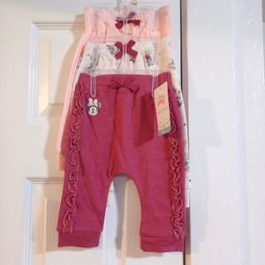 Disney baby girl Minnie Mouse jogger pants 3 pack new.